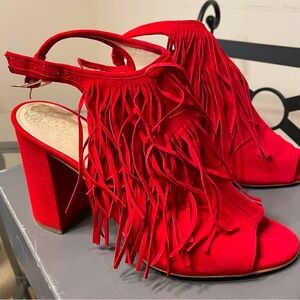Vince Camuto Red Fringe Bootie Sandals women’s 6.5
